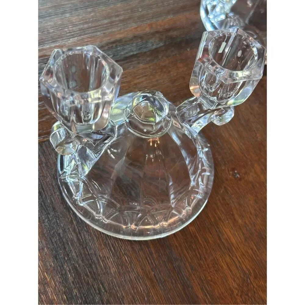 Pair of vintage Imperial Glass double candlestick holders